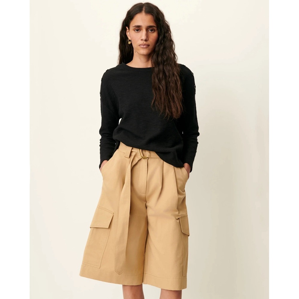 Sessun Austin T Shirt Sz S Slub Yarn Long Sleeve Button Shoulder $145